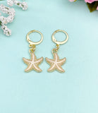 Pink Starfish Earrings in Gold, Nautical Earrings, N3188