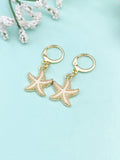 Pink Starfish Earrings in Gold, Nautical Earrings, N3188
