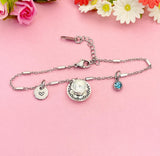 Teacup and Saucer Charm Bracelet in Silver, Tea Party Gift, N811BB