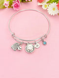 Silver Tea Bag Teacup and Saucer Charm Bracelet, N3805C