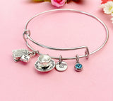 Silver Tea Bag Teacup and Saucer Charm Bracelet, N3805C