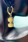Gold Dumbbell Coil Charms Earrings – Dainty Fitness Lover Gift Jewelry, N6938