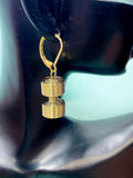 Gold Dumbbell Coil Charms Earrings – Dainty Fitness Lover Gift Jewelry, N6938