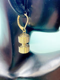 Gold Dumbbell Coil Charms Earrings – Dainty Fitness Lover Gift Jewelry, N6938