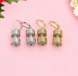Gold Dumbbell Coil Charms Earrings – Dainty Fitness Lover Gift Jewelry, N6938