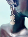 Silver Dumbbell Coil Charms Earrings – Fitness Lover Gift Jewelry, N6939