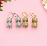 Silver Dumbbell Coil Charms Earrings – Fitness Lover Gift Jewelry, N6939