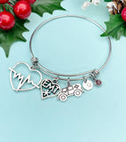EMT Heartbeat Ambulance Birthstone Initial Charm Bracelet, N2139