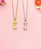 Dumbbell Charm Gold or Silver Necklace, N5731M