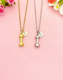 Dumbbell Charm Gold or Silver Necklace, N5731M