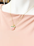 Gold Peach Fruit Charm Necklace – Dainty Peach Pendant Foodies Gift Jewelry, N5007