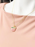 Gold Peach Fruit Charm Necklace – Dainty Peach Pendant Foodies Gift Jewelry, N5007