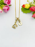 Crab Cubic Zirconia Gold Necklace, Ocean Beach Sea Life Lover Gift, N6942