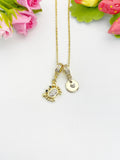 Crab Cubic Zirconia Gold Necklace, Ocean Beach Sea Life Lover Gift, N6942