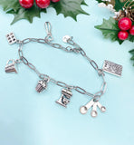 Baker Charm Bracelet, Kitchen Mixer Cupcake Cookbook – Dainty Baking Gift Jewelry, N4951
