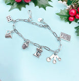 Baker Charm Bracelet, Kitchen Mixer Cupcake Cookbook – Dainty Baking Gift Jewelry, N4951