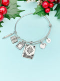 English Teacher Bracelet, Book Apple Textbook Pencil Charms – ELA Teacher Gift Jewelry N1492