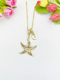 18K Gold Plated Starfish Gold Necklace, Ocean Beach Sea Life Lover Gift, N6944