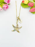 18K Gold Plated Starfish Gold Necklace, Ocean Beach Sea Life Lover Gift, N6944
