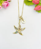 18K Gold Plated Starfish Gold Necklace, Ocean Beach Sea Life Lover Gift, N6944