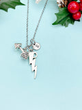 Silver Gym Weight Training Dumbbell Lightning Charm Necklace – Fitness Motivation Gift Jewelry, N987B