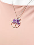 Tree Amethyst Necklace – Natural Gemstone Tree Pendant Gift Jewelry, N3906