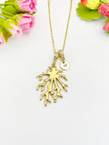 18K Gold Plated Coral Branch Necklace with Hand Stamped Initial Charm