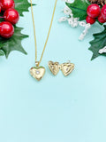Gold TINY Heart Locket Necklace, D393