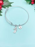 Bear Holding Flower Charm Bracelet – Wild Animal Charm Gift Jewelry, N6433B