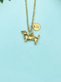 Gold Dachshund Charm Necklace – Dainty Dog Pendant Pet Lover Gift Jewelry, Silver Option, N488