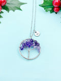 Tree Amethyst Necklace – Natural Gemstone Tree Pendant Gift Jewelry, N3906