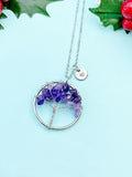 Tree Amethyst Necklace – Natural Gemstone Tree Pendant Gift Jewelry, N3906