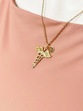 Gold Caduceus Necklace, N3864
