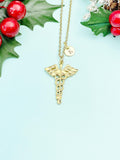 Gold Caduceus Necklace, N3864