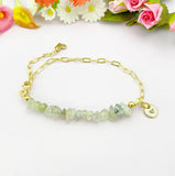 Prehnite Bracelet, Natural Gemstone Jewelry N4233