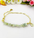 Prehnite Bracelet, Natural Gemstone Jewelry N4233
