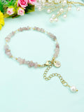 Gold Natural Quartz Bracelet with Pearl and Personalized Initial Charm, Gemstone Jewelry, N6954