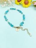 Gold Natural Howlite Bracelet with Pearl and Personalized Initial Charm, Gemstone Jewelry, N6957