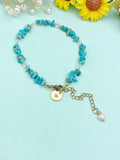 Gold Natural Howlite Bracelet with Pearl and Personalized Initial Charm, Gemstone Jewelry, N6957