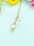 Gold Wire Wrap Teardrop Pearl Pendant Necklace – Dainty Gift Jewelry, N6799N