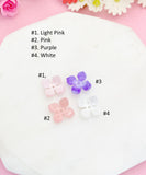 Gold Purple Flower Charm Earrings, Lilac Sakura Cherry Blossom, Natural Pearl, N6005P
