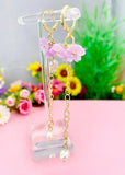 Cherry Blossom Earrings, Sakura Spring Flower, Natural Pearl, N6967