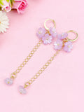 Cherry Blossom Gold Earrings, Sakura Flower with Natural Amethyst, N6967A