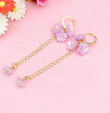 Cherry Blossom Gold Earrings, Sakura Flower with Natural Amethyst, N6967A