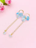 Cherry Blossom Gold Earrings, Sakura Flower with Natural Aquamarine, N6967AQ