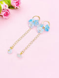 Cherry Blossom Gold Earrings, Sakura Flower with Natural Aquamarine, N6967AQ