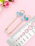 Cherry Blossom Gold Earrings, Sakura Flower with Natural Aquamarine, N6967AQ