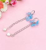 Cherry Blossom Gold Earrings, Sakura Flower with Natural Pearl, N6967P