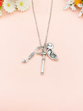 Silver Otoscope Mirror and Ear Charm Jewelry, ENT Doctor Gift, N6971