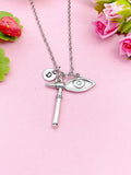 Silver Otoscope/Ophthalmoscope and Eye Charm Necklace, ENT Eye Doctor Otolaryngologists Gift, N6974